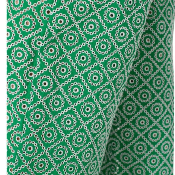 Scotch & Soda Green Broderick Anglaise Trouser Eyelet Crop Wide Leg Pants Small - Picture 3 of 16